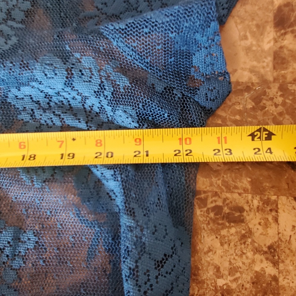 Lane Bryant sz 18/20 sheer lace Teal‎ Blue short slv peplum top boho going out - Picture 7 of 10